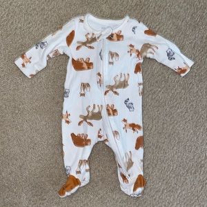 one piece outdoor forest animal onesie for baby boy